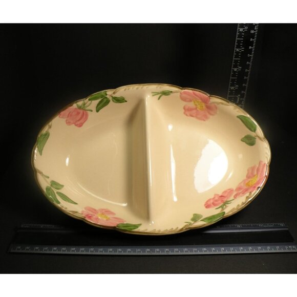 Vintage Franciscan Desert Rose Divided Ceramic Floral Serving Dish With Pink Flo - Picture 1 of 16